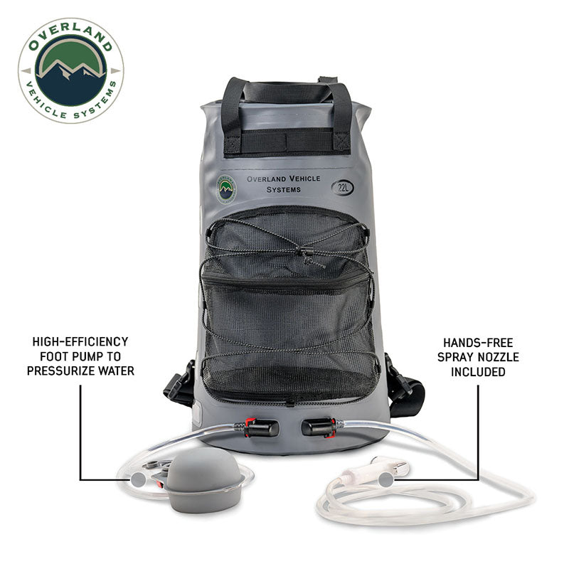 Overland Vehicle Systems Shower Kit Portable Camp Shower 23 QT Foot Pump, Knozzle & Accessories Overland Vehicle Systems - Overland Vehicle Systems - 40300031