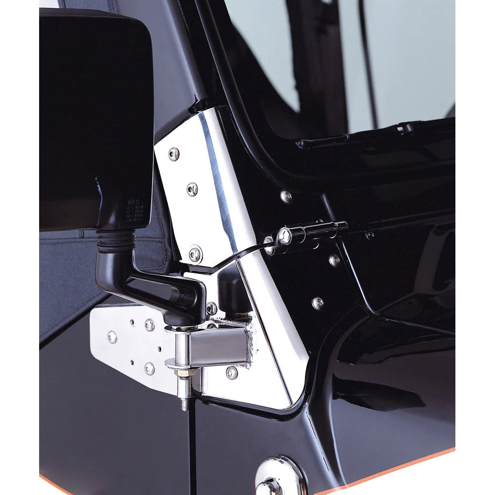 Mirror Relocation Bracket Kit, Stainless Steel; 87-95 Jeep Wrangler YJ - Rugged Ridge - 11026.01-Clearance