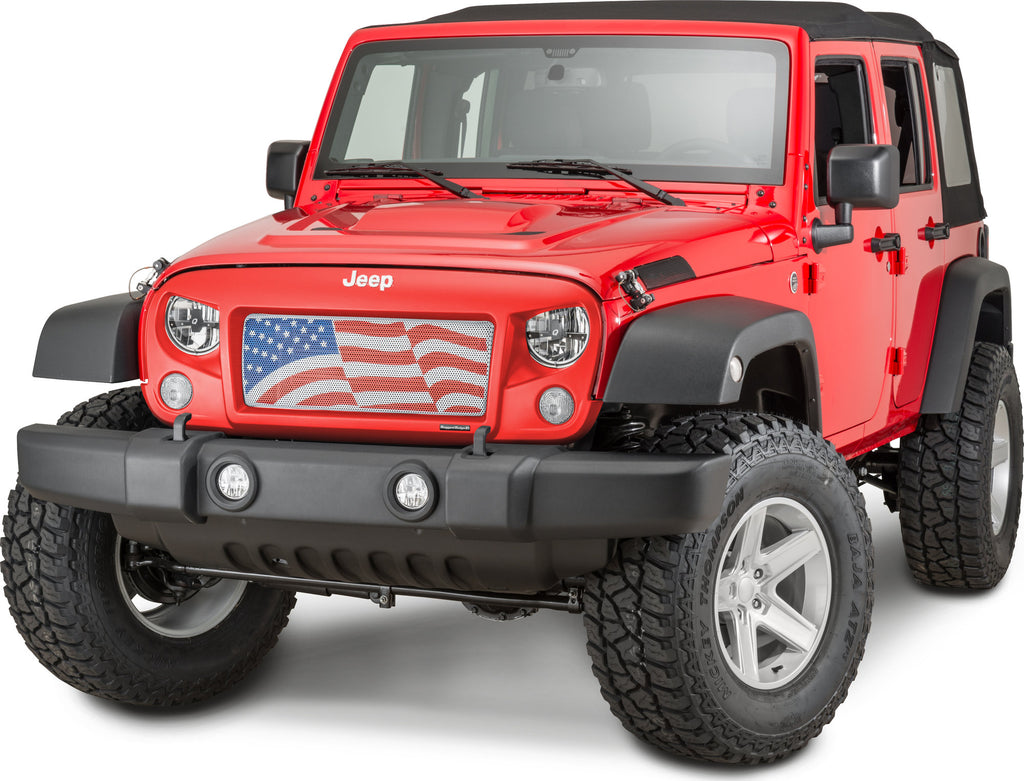 Rugged Ridge Spartan Grille with Flag Mesh Insert Kit for 07-18 Jeep Wrangler JK