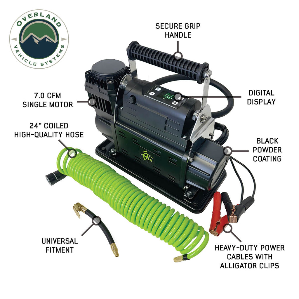 EGOI Portable Air Compressor System 7.0 CFM With Digital Control Panel, Storage Bag, Hose & Attachments Single Motor Up Down Air