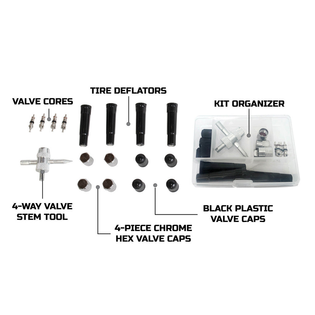 Valve Stem Repair Kit 17 Piece Kit With Storage Box Up Down Air