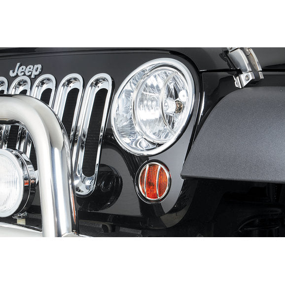 Rugged Ridge 13311.20 Chrome Headlight Trim Set for 07-18 Jeep Wrangler JK-Clearance