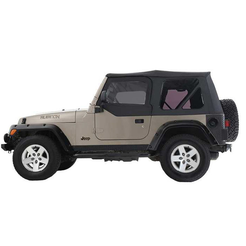 Jeep TJ Replacement Soft Top With Tinted Windows Upper Doors For 97-06 Wrangler TJ Black Diamond King 4WD