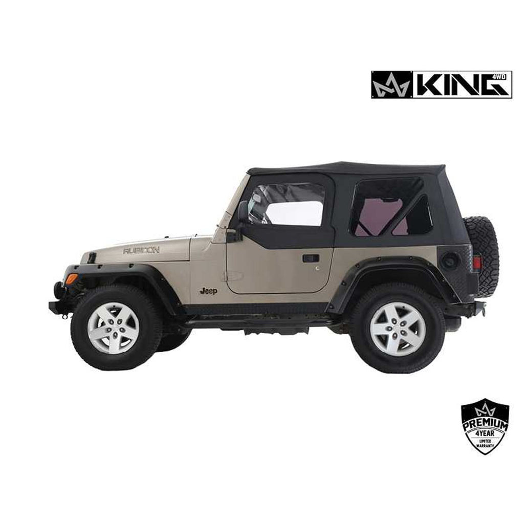 Jeep TJ Replacement Soft Top With Upper Doors For 97-06 Wrangler TJ Black Diamond King 4WD