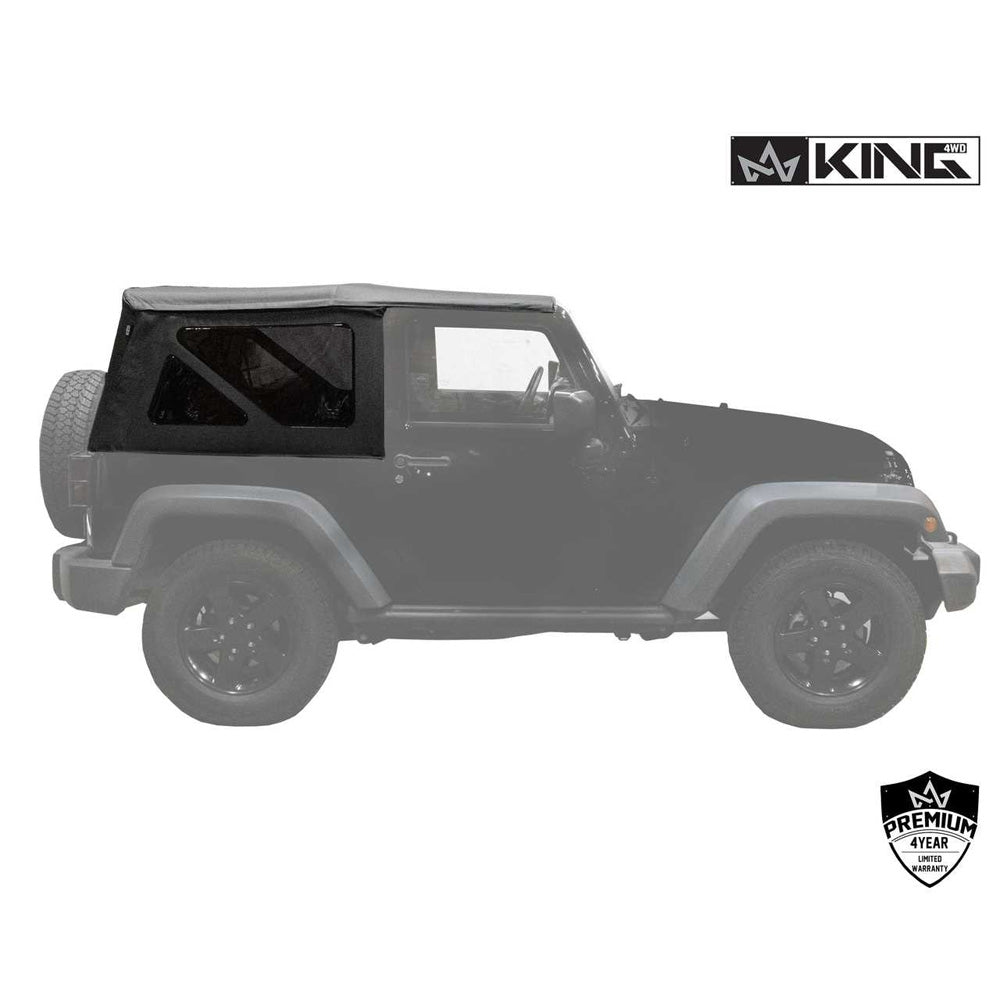 Jeep JK Replacement Soft Top Tinted Windows For 10-18 Wrangler JK 2 Door Black Diamond King 4WD