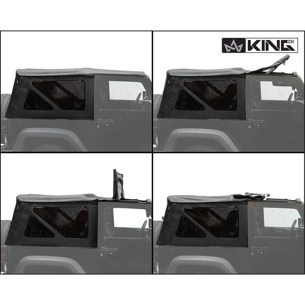 Jeep JK Replacement Soft Top Tinted Windows For 10-18 Wrangler JK 2 Door Black Diamond King 4WD