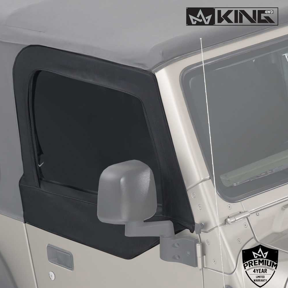 Jeep TJ Half Door Uppers Replacement Soft Upper Doors Tinted For 97-06 Wrangler TJ Black Pair King 4WD