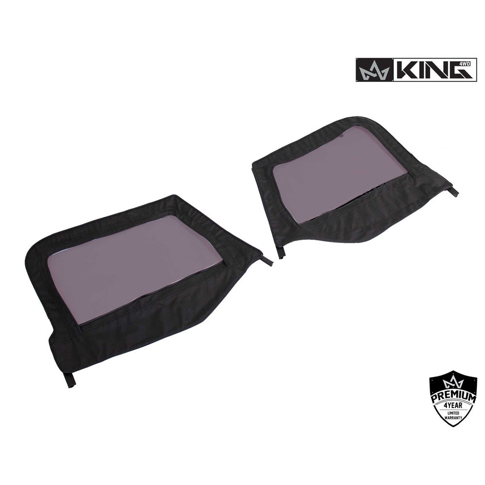 Jeep TJ Half Door Uppers Replacement Soft Upper Doors Tinted For 97-06 Wrangler TJ Black Pair King 4WD