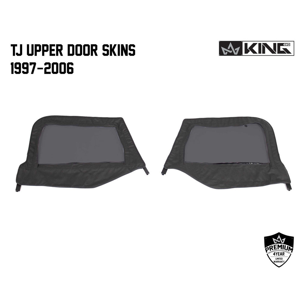 Jeep TJ Half Door Uppers Replacement Soft Upper Doors Tinted For 97-06 Wrangler TJ Black Pair King 4WD