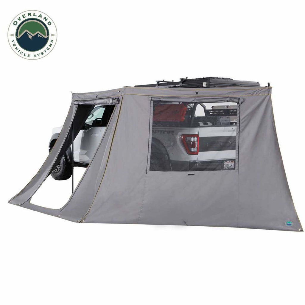 HD Nomadic 180 - LTE Awning Wall, Universal, Grey Body, Green Trim W/Storage Bag Overland Vehicle Systems