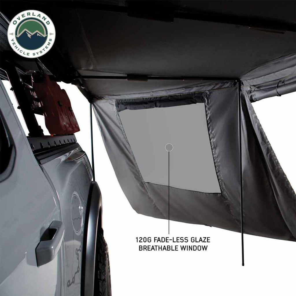 HD Nomadic 180 - LTE Awning Wall, Universal, Grey Body, Green Trim W/Storage Bag Overland Vehicle Systems