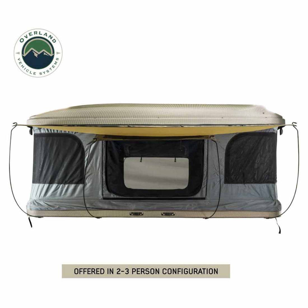 HD Bundu 2 - Hard Shell Pop Up Roof Top Tent, 2 Person, Grey Body and Black Rainfly Overland Vehicle Systems