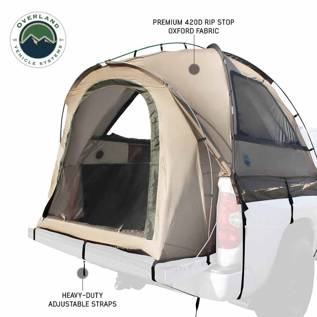 LD TACT - Bed Tent Mid Size 5.0-5.2 Foot, Tan Body and Green Rainfly Overland Vehicle Systems