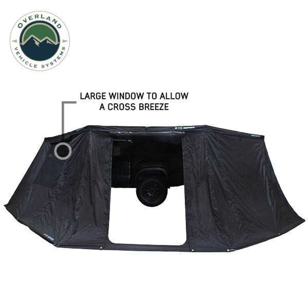 XD Nomadic 270 - Awning Wall 2 W/Black Out, Driver Side, Black Body, Black Trim W/Storage Bag Overland Vehicle Systems