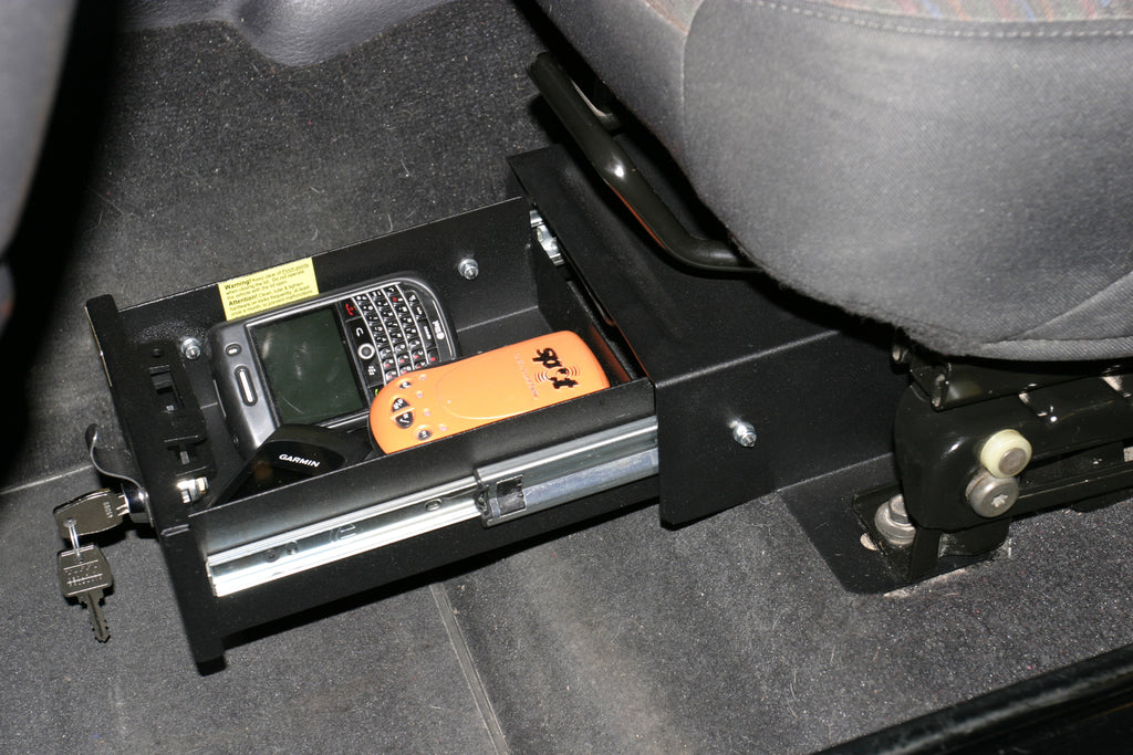 Front Driver Side Underseat Drawer - 03-06 Wrangjer TJ w/ Flip Seat Black Tuffy Security Products
