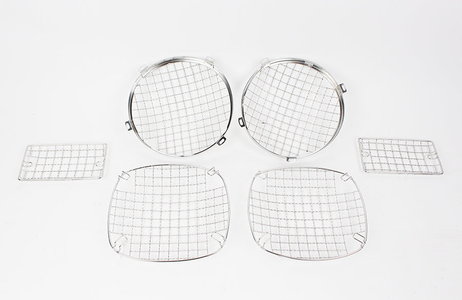 Jeep TJ Wire Mesh Guard Set 6 Pieces 97-06 Wrangler TJ Polished Silver Kentrol