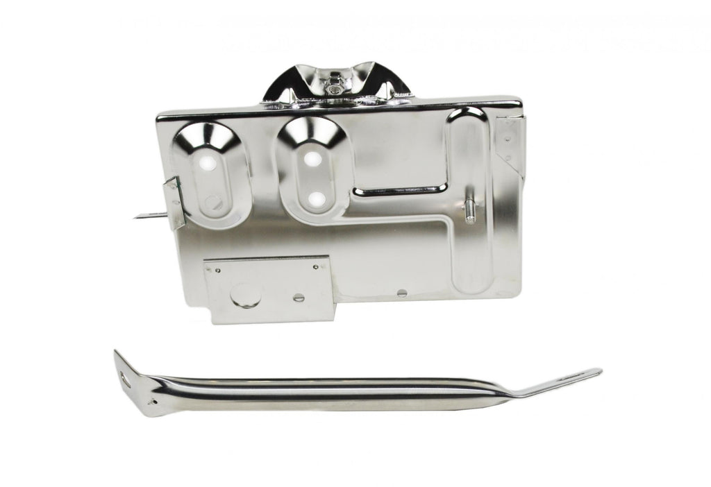Jeep CJ Battery Tray with support arm 76-86 CJ Polished Silver Kentrol