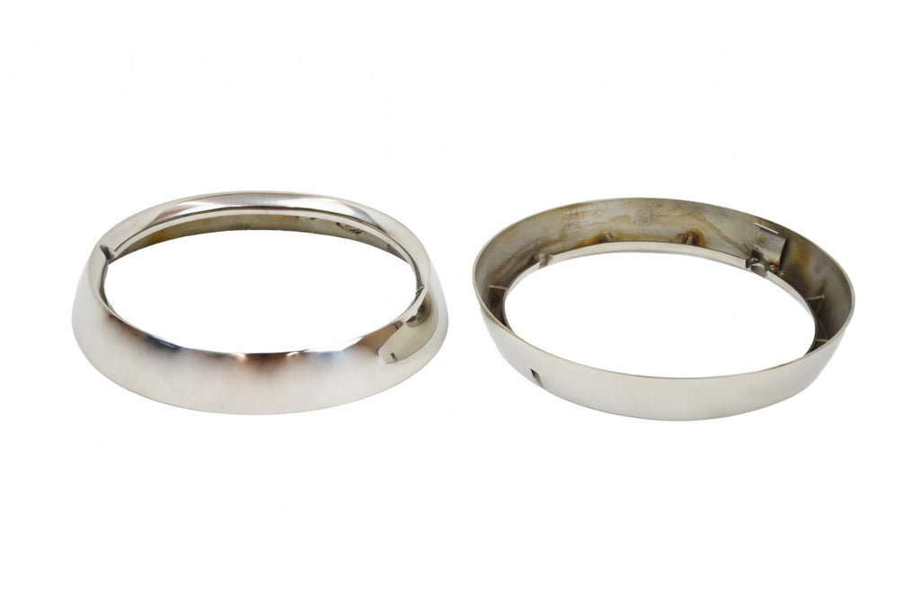 Jeep CJ Headlight Bezels Pair 72-86 CJ Polished Silver Kentrol