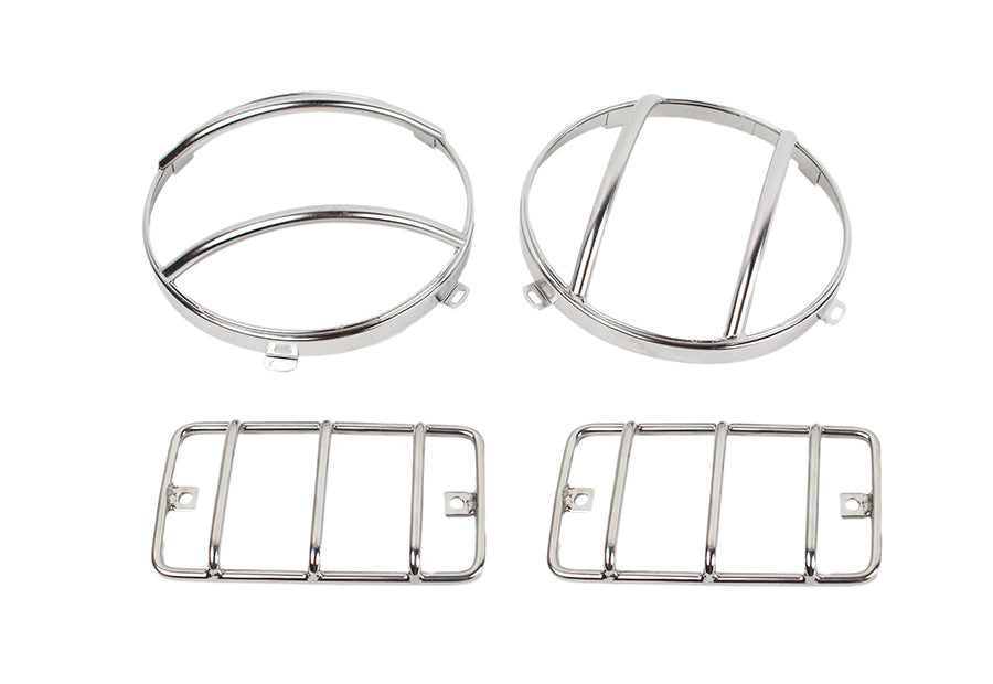 Jeep TJ Euro Light Guard Set 4 Pieces 97-06 Wrangler TJ Polished Silver Kentrol