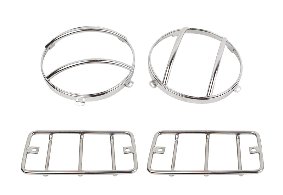 Jeep TJ Euro Light Guard Set 4 Pieces 97-06 Wrangler TJ Polished Silver Kentrol