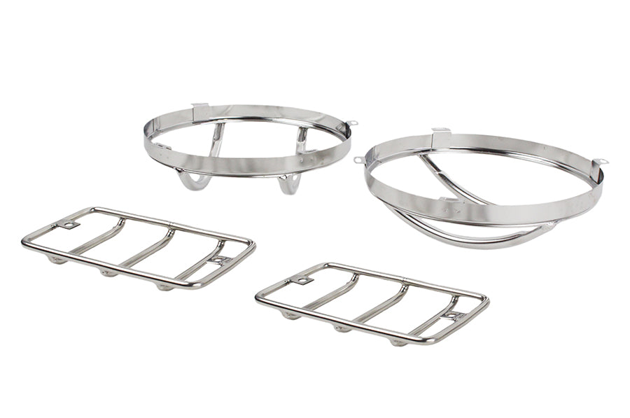 Jeep TJ Euro Light Guard Set 4 Pieces 97-06 Wrangler TJ Polished Silver Kentrol