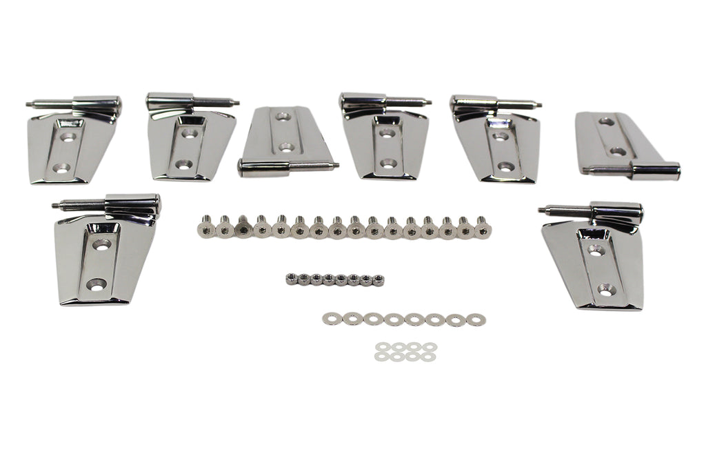 Jeep JK Door Hinge Set 8 Pieces 4 Door 07-18 Wrangler JK Polished Silver Kentrol