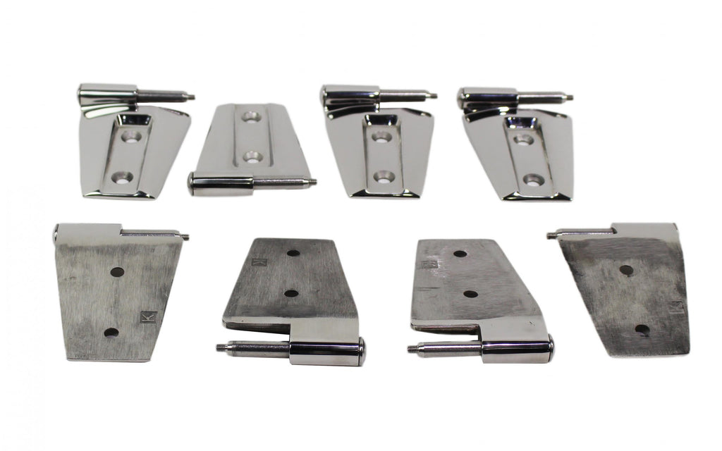 Jeep JK Door Hinge Set 8 Pieces 4 Door 07-18 Wrangler JK Polished Silver Kentrol