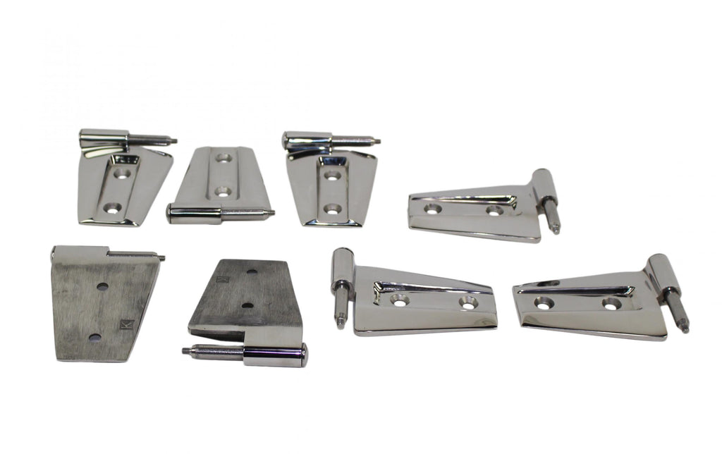 Jeep JK Door Hinge Set 8 Pieces 4 Door 07-18 Wrangler JK Polished Silver Kentrol