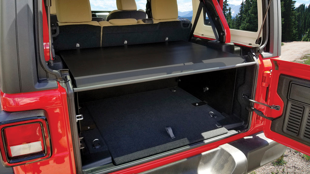 Deluxe Cargo Enclosure - 18-23 Wrangler JL {21-23 Exc. 4XE} w/o OEM Subwoofer Rear Seats Must Be Removed on 2-Door Models Black Tuffy Security Products