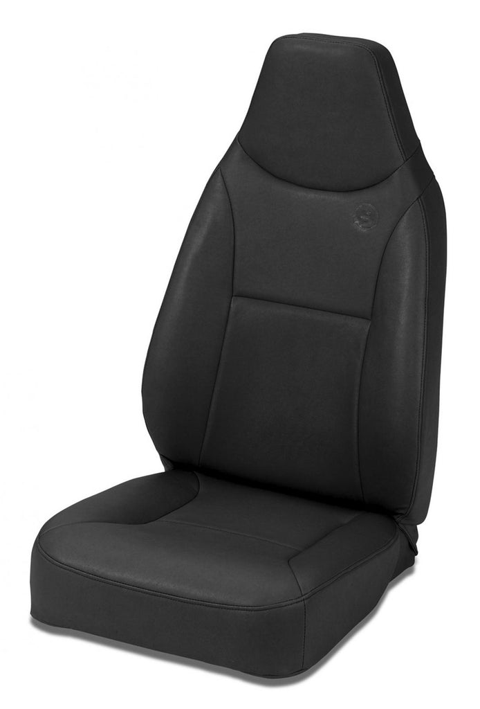 Jeep Bucket Seats Trailmax II Standard Front High Back Fixed Bucket Seat For Jeep 1976-1986 CJ7 All Vinyl Black Denim Bestop