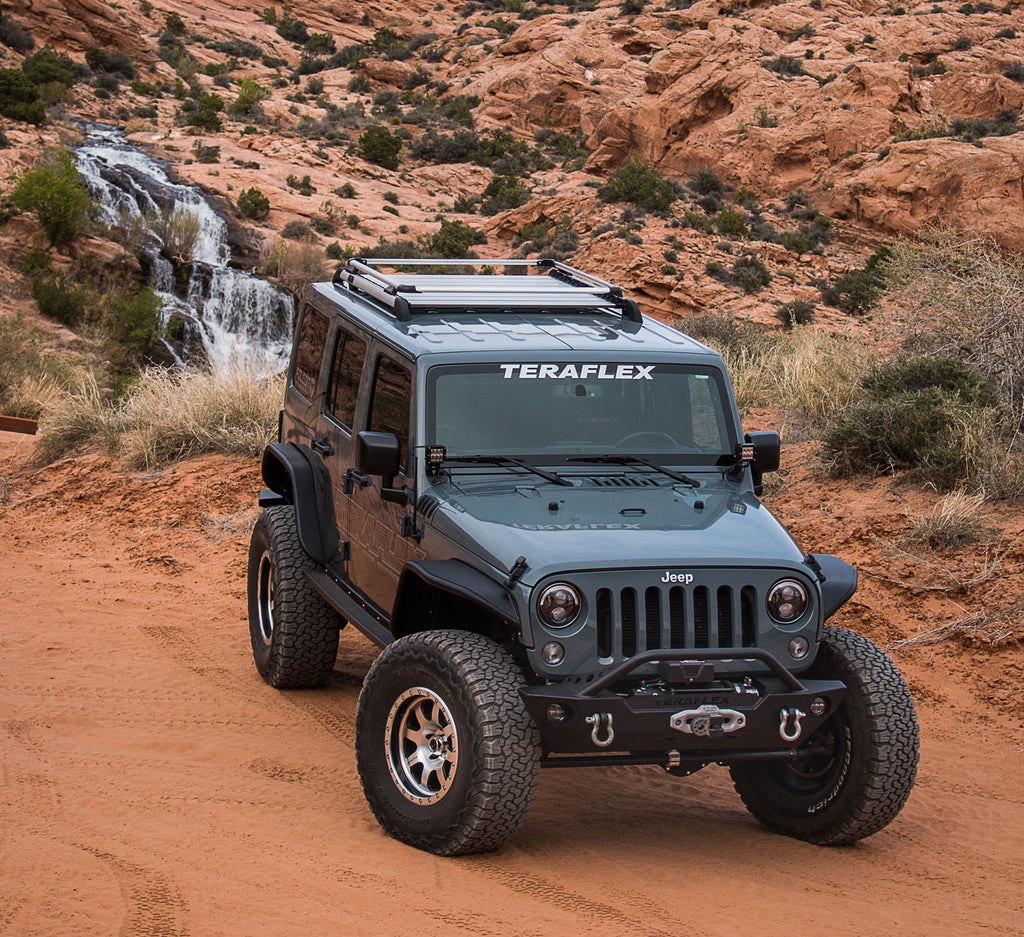 07-18 Wrangler JK 4 Door Nebo Roof Rack Raised Rail Kit Silver TeraFlex