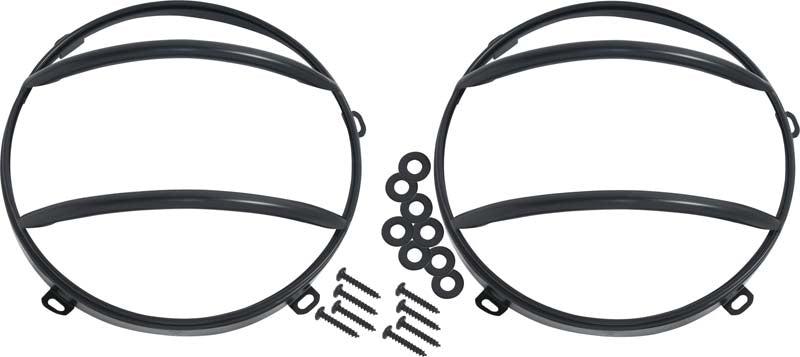 Jeep JK Euro Headlight Guards Pair  07-18 Wrangler JK Powdercoat Black Kentrol