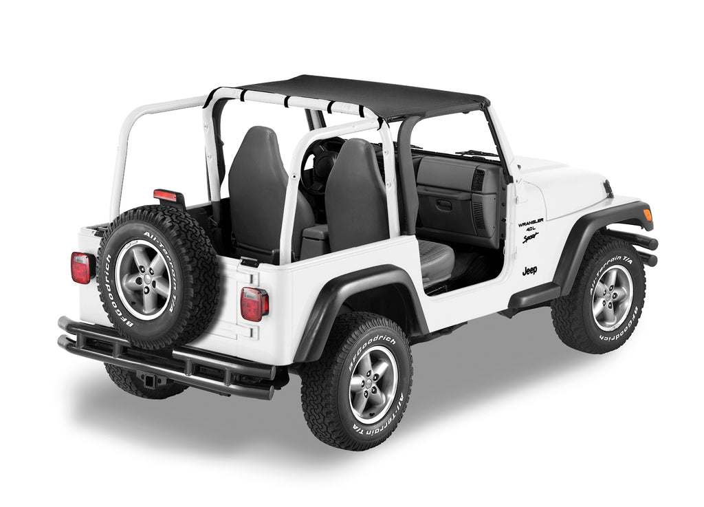 Jeep Bikini Top Header Targa Bikini Tops For Jeep 1997-2002 Wrangler TJ Black Denim Fabric Bestop