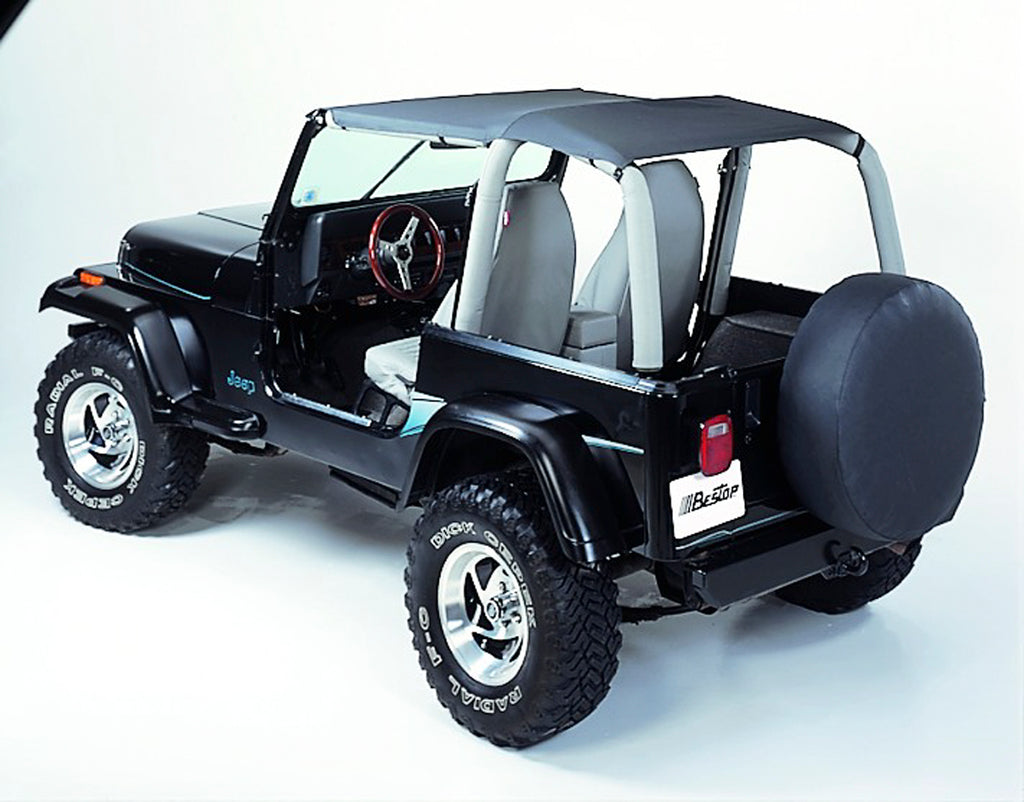 Jeep Wrangler Bikini Top Strapless Extended Safari Style Bikini Top For Jeep 1992-1995 Wrangler YJ Charcoal/Gray Bestop