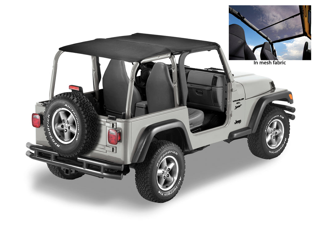 Jeep Bikini Top Header Safari Bikini Tops For Jeep 1997-2002 Wrangler TJ Mesh Fabric Bestop