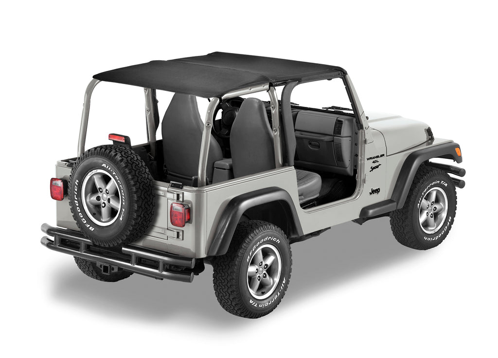 Jeep Bikini Top Header Safari Bikini Tops For Jeep 1997-2002 Wrangler TJ Black Denim Fabric Bestop
