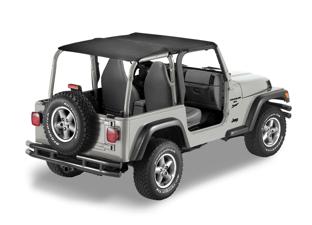 Jeep Bikini Top Header Safari Bikini Tops For Jeep 2003-2006 Wrangler TJ Black Diamond Fabric Bestop