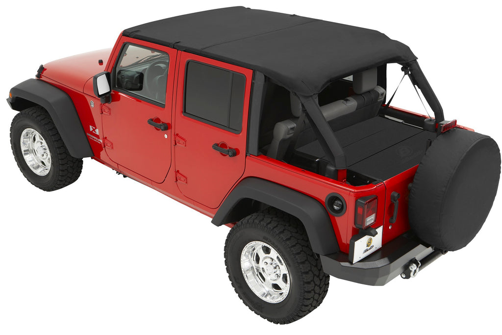 Jeep Bikini Top Header Safari Bikini Tops For Jeep 2007-2009 Wrangler JK 4 Door Black Diamond Fabric Bestop