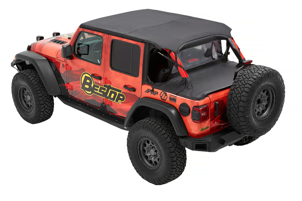 Jeep Wrangler Bikini Top Header Safari Cable Style Bikini Tops For Jeep 2018-2023 Wrangler JL 4 Door Black Diamond Bestop