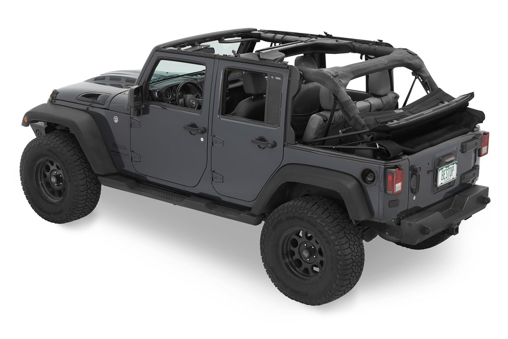 Jeep Trektop Glide - Jeep 07-18 Wrangler JK 4-Door (Premium Black Twill) Bestop