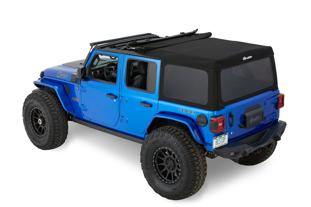 Jeep Soft Top Supertop Squareback Soft Top For Jeep 2018-Current Wrangler JL 4 Door Black Premium Twill Bestop