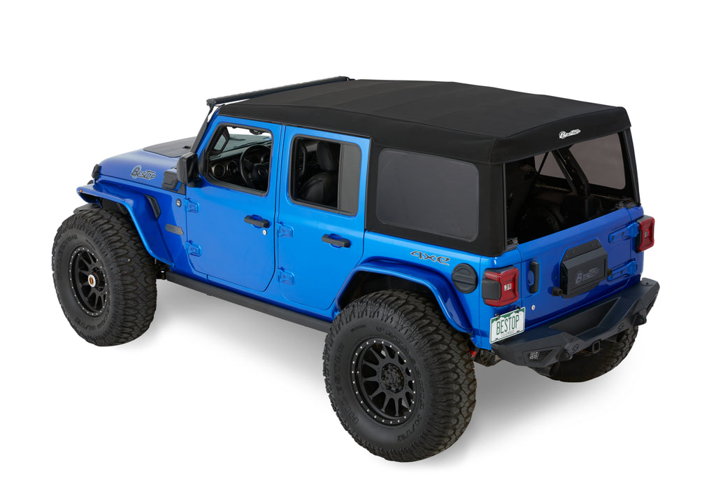 Jeep Soft Top Supertop Squareback Soft Top For Jeep 2018-Current Wrangler JL 4 Door Black Premium Twill Bestop