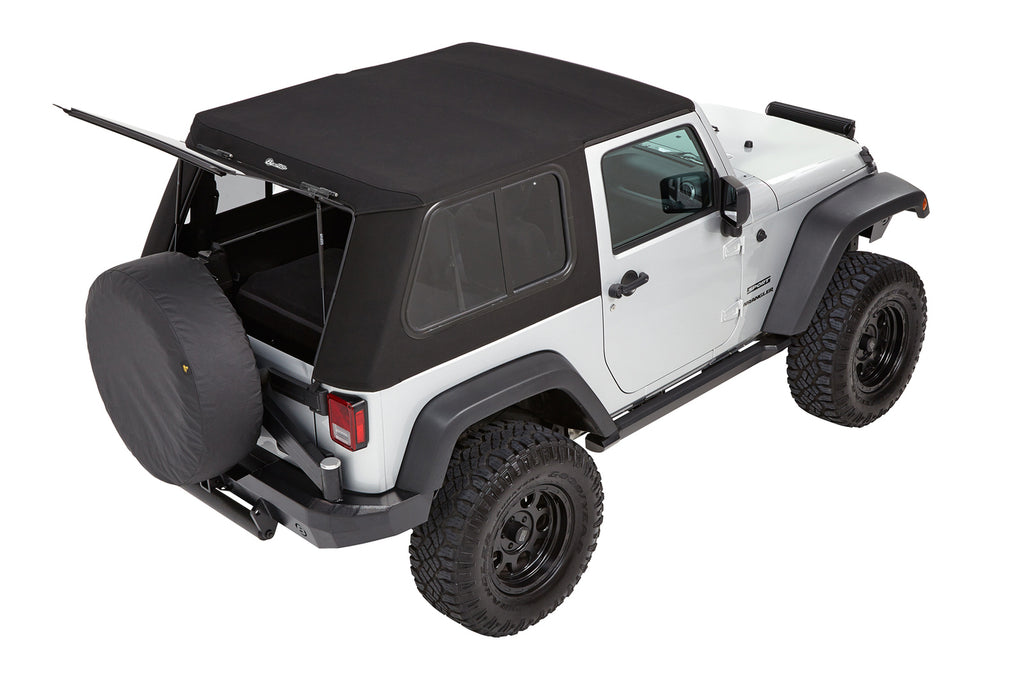 Trektop Pro Hybrid Slantback Soft Top For Jeep 2007-2018 Wrangler JK 2 Door Black Bestop