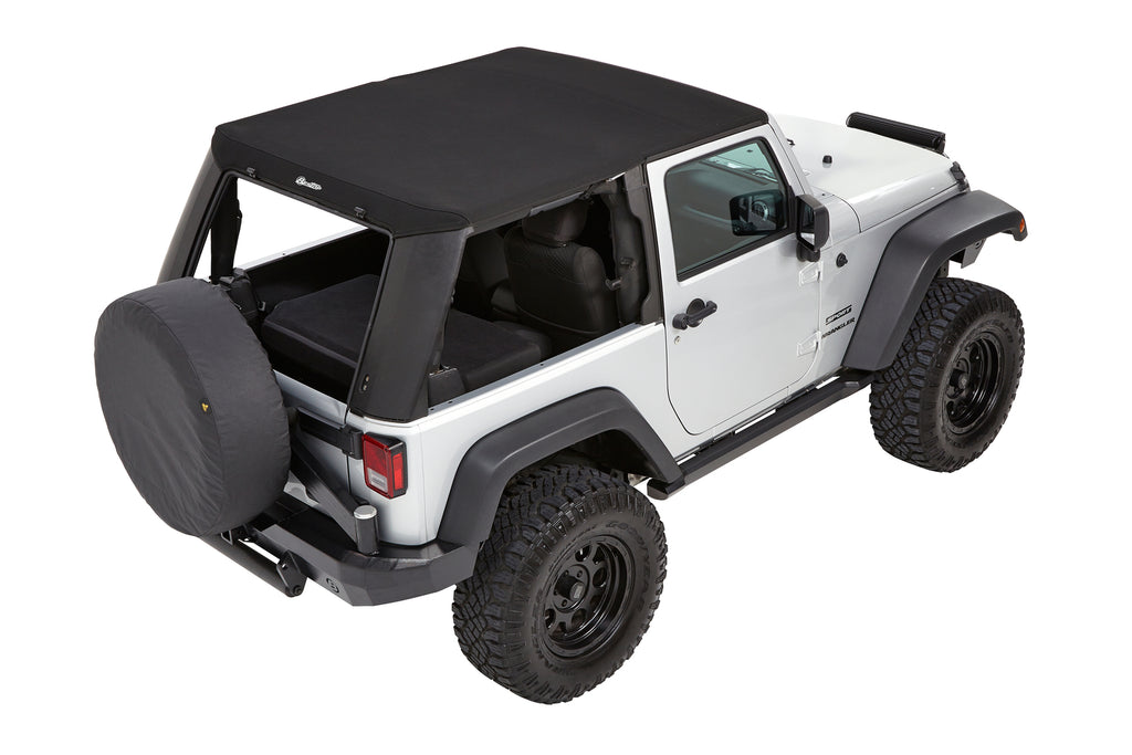 Trektop Pro Hybrid Slantback Soft Top For Jeep 2007-2018 Wrangler JK 2 Door Black Bestop