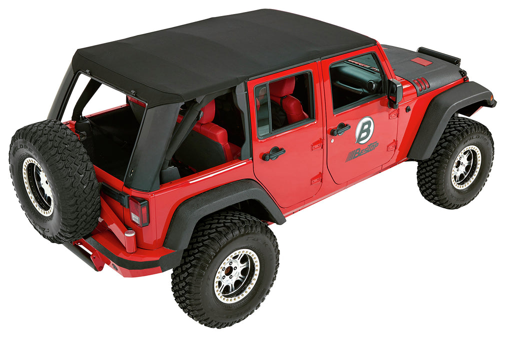 Trektop Pro Hybrid Slantback Soft Top For Jeep 2007-2018 Wrangler JK 4 Door Black Bestop
