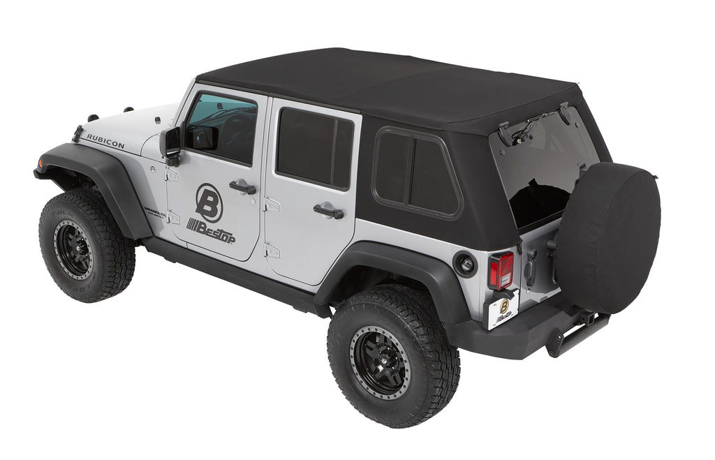 Trektop Pro Hybrid Slantback Soft Top For Jeep 2007-2018 Wrangler JK 4 Door Black Bestop