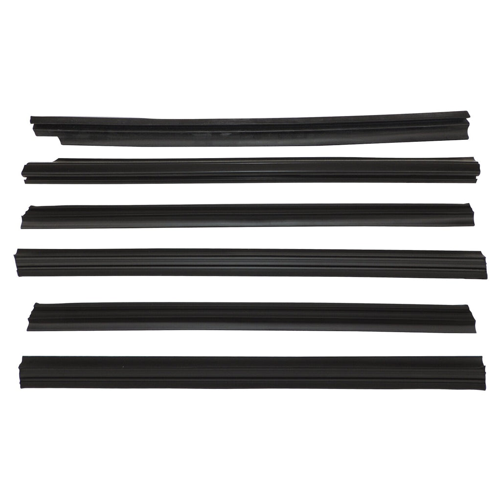 Front & Rear Door Glass Weatherstrip Kit for 84-96 Jeep XJ Cherokee w/ 4 Doors Crown Automotive