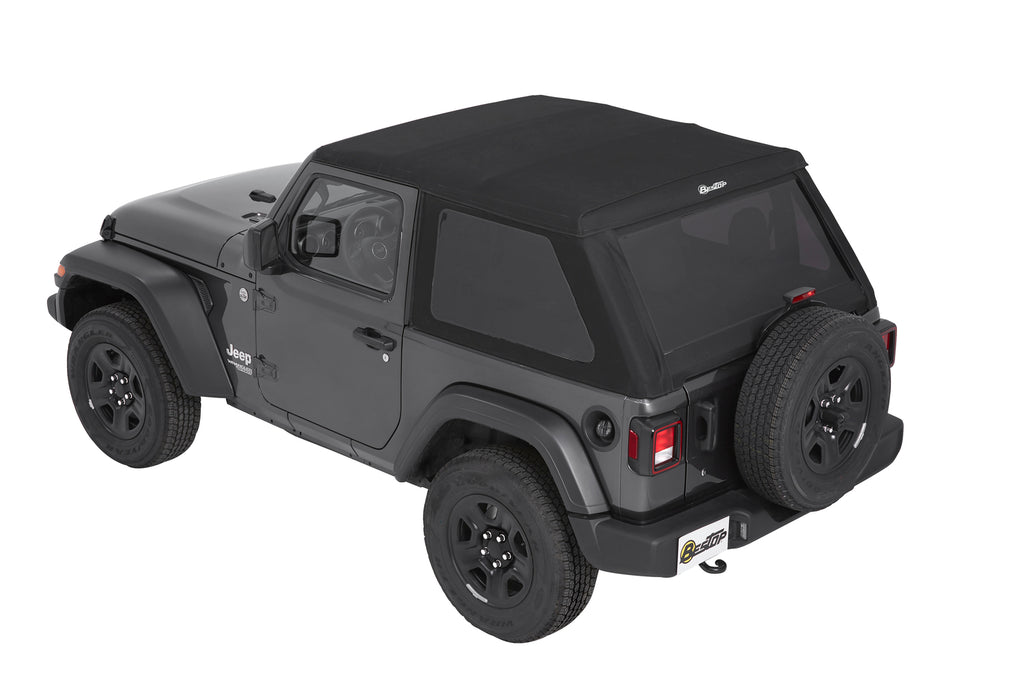 Trektop Slantback Soft Top For Jeep 2018-Current Wrangler JL 2 Door Black Premium Twill Bestop