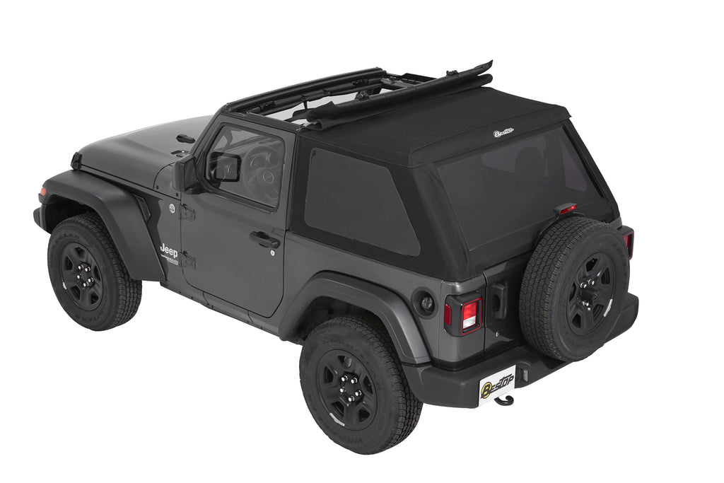 Trektop Slantback Soft Top For Jeep 2018-Current Wrangler JL 2 Door Black Premium Twill Bestop