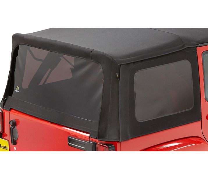 Window Replacement Set For Jeep 2007-2009 Wrangler JK 4 Door Fits Replace-A-Top 79837 Black Premium Twill Bestop